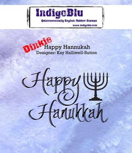 Happy Hanukkah Dinkie A7 Red Rubber Stamp